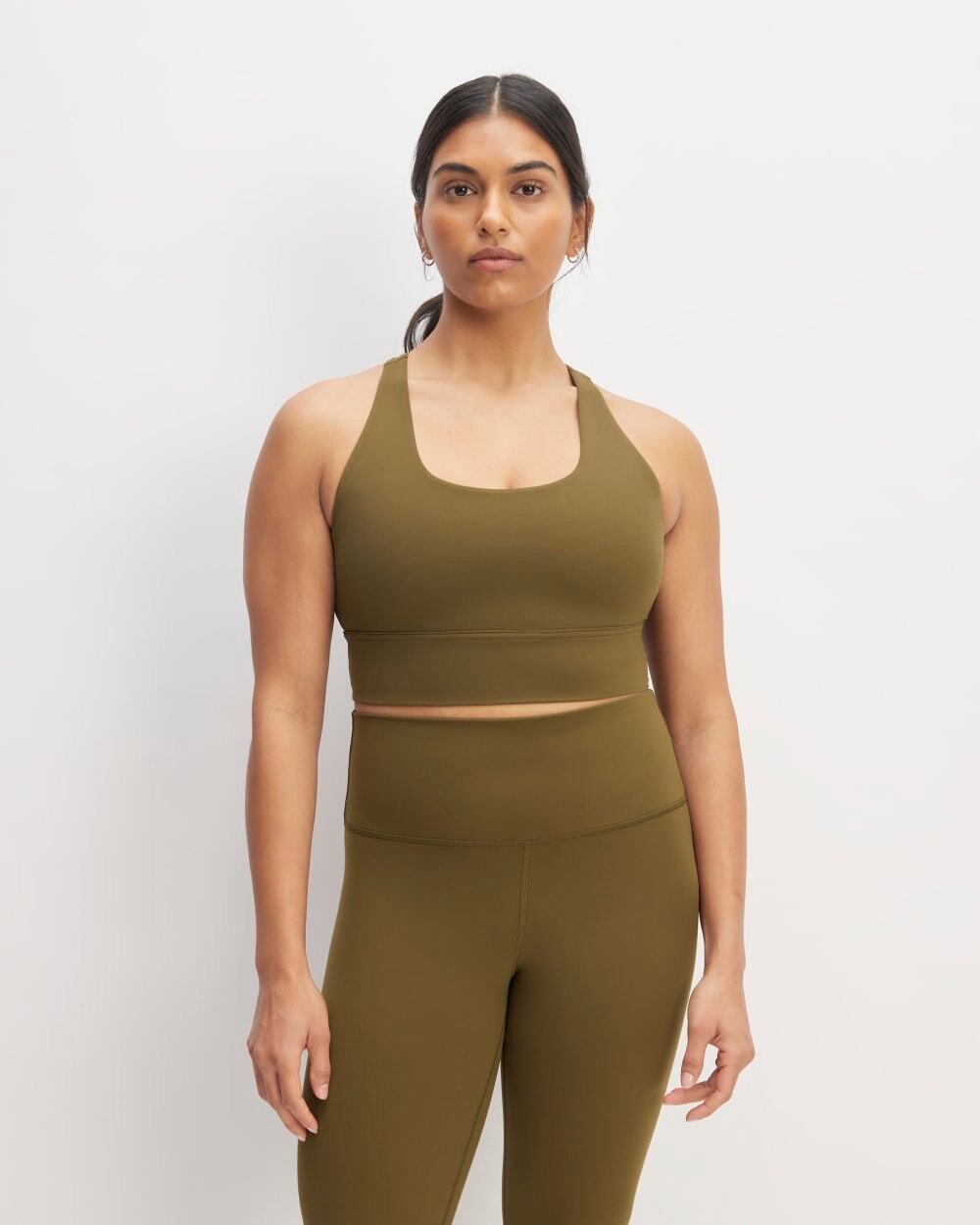 Everlane longline sports bra in a dark moss Size XXS NWT